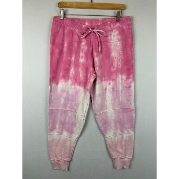LoveShackFancy Etty Tie Dye Pink Storm Cropped Jogger Sweatpants Women's Size M - Picture 1 of 9